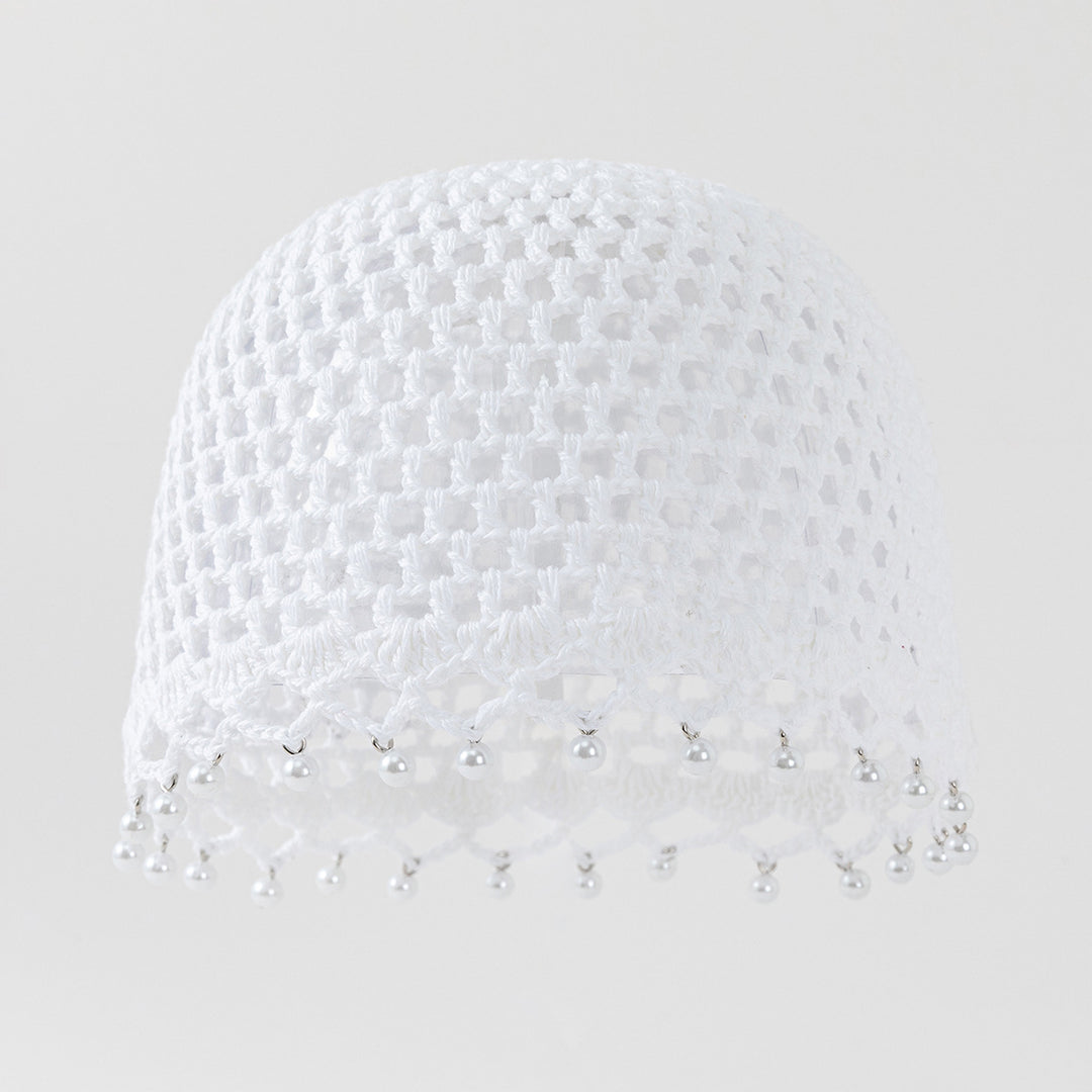 Hand Crochet Pearl Cotton Cap Women N6G214