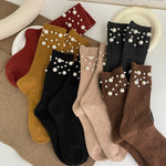 Load image into Gallery viewer, Pearl Rivet Beaded Rabbit Wool Blend Stack Socks N6H036