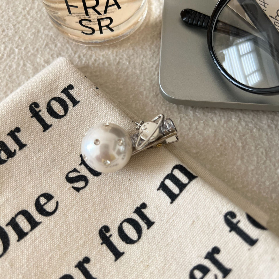 Luxury Rhinestone Pearl Saturn Duckbill Hair Clip N6H194