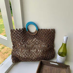 Load image into Gallery viewer, Straw Tote Bag Summer Beach Boho Crossbody Purse N6F056