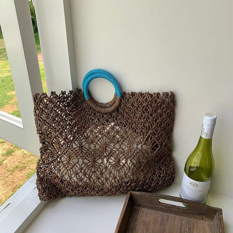 Straw Tote Bag Summer Beach Boho Crossbody Purse N6F056
