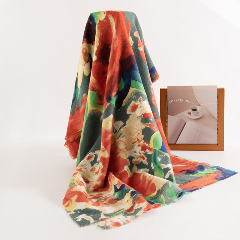 Printed Faux Cashmere Wrap  M5A185