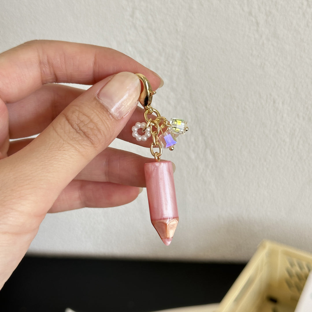 Dopamine Glitter Liquid Pencil Charm Keychain N6D044