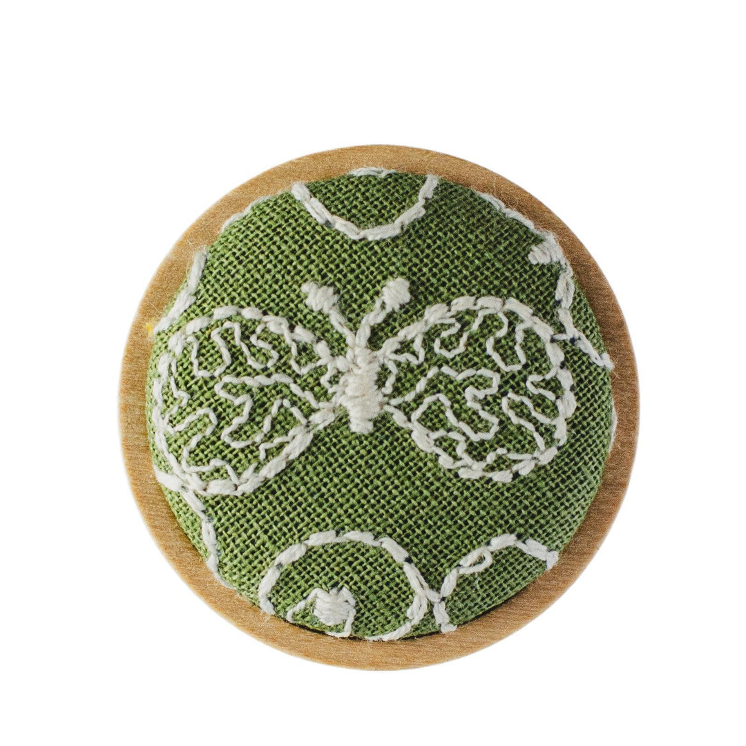 Handcrafted Wooden Brooch 3D Embroidery N6G009