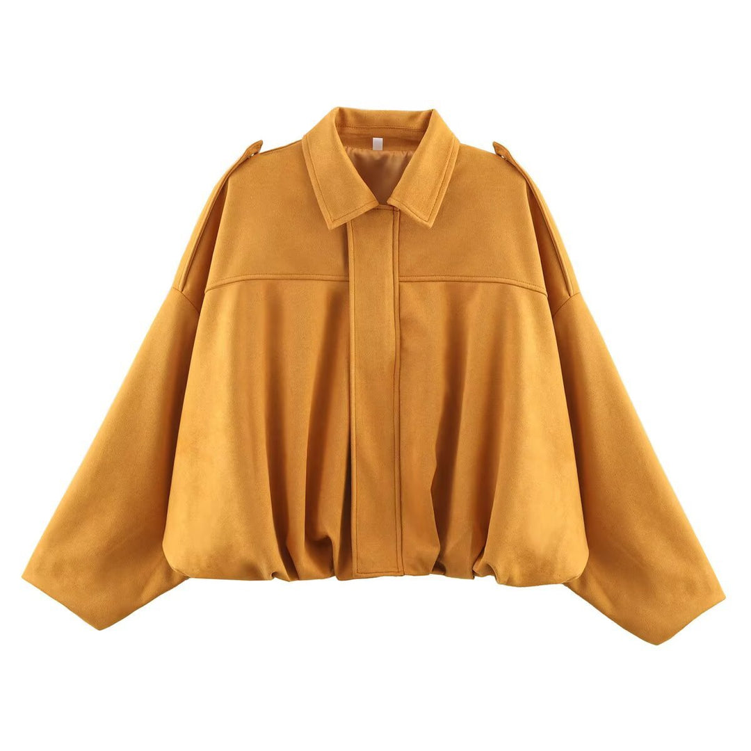 Suede Touch Bomber Jacket Notch Collar N5Z242