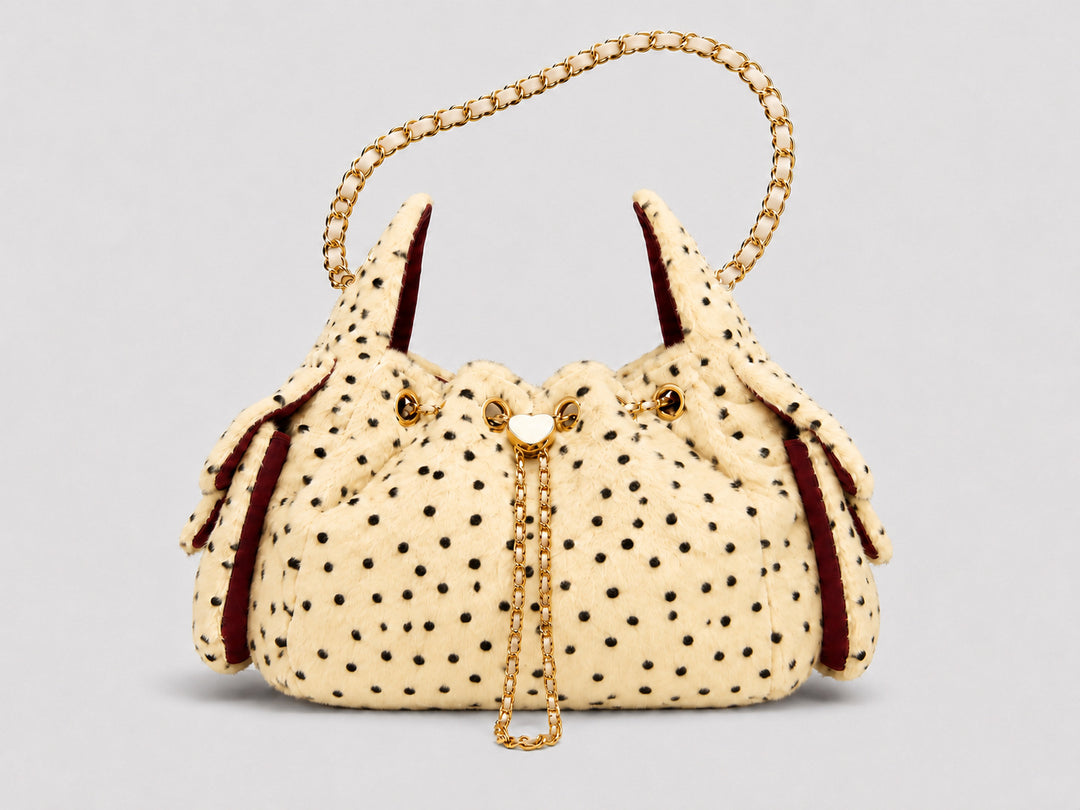Women's Plush Leopard Print Chain Bucket Bag N6J115