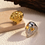 Load image into Gallery viewer, Skull Ring 18K Gold Steel Bold Design Statement Piece S5P012
