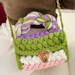 Load image into Gallery viewer, Handwoven Crochet Colorblock Shoulder Bag Tassel N6F094