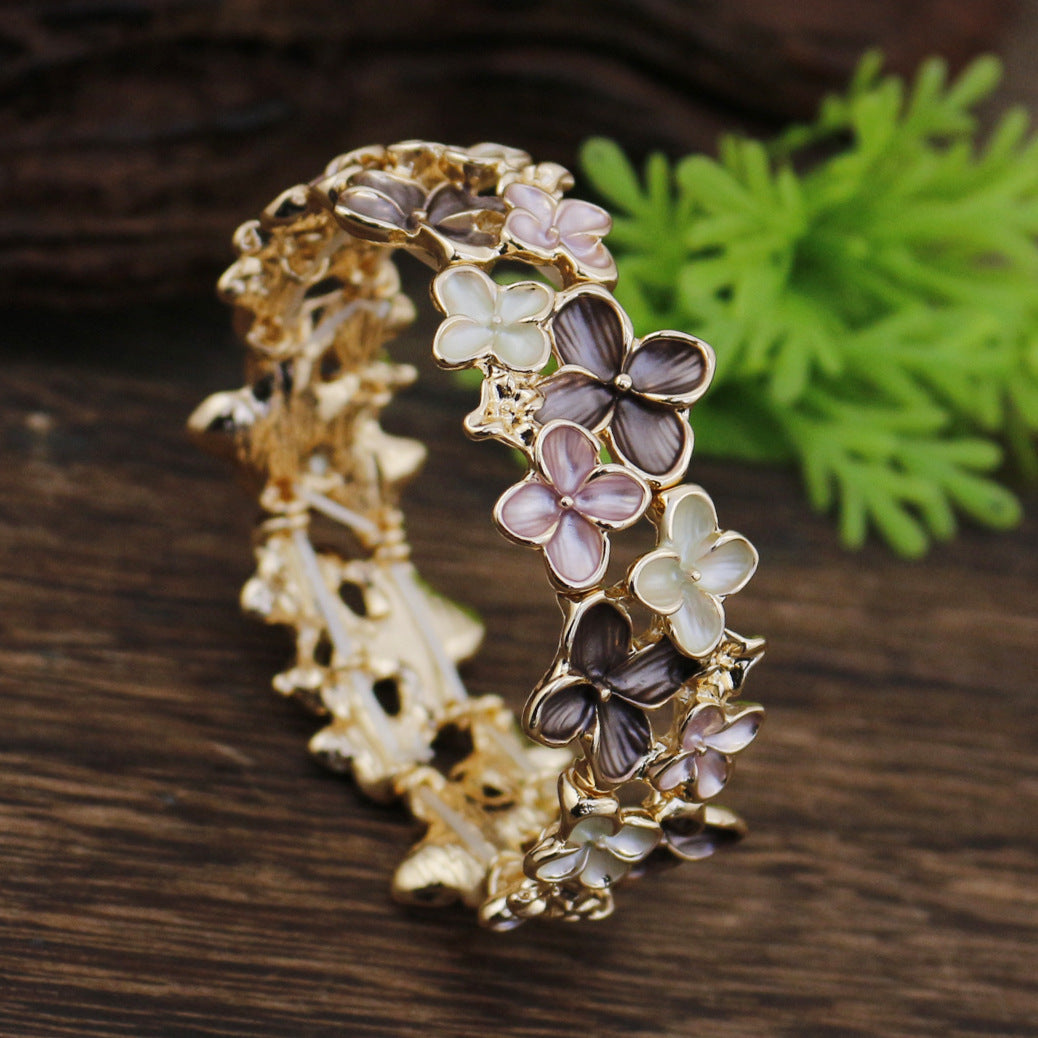 Enamel Cherry Blossom Stretch Bangle Women N6C215