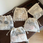 Load image into Gallery viewer, Vintage Lace Embroidered Drawstring Pouch N6F177