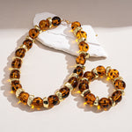 Load image into Gallery viewer, Womens Vintage Marbled Round Acrylic Beaded Necklace N6K182