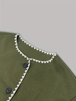 Load image into Gallery viewer, Short Contrast Trim Button Pocket Coat Women N6H042