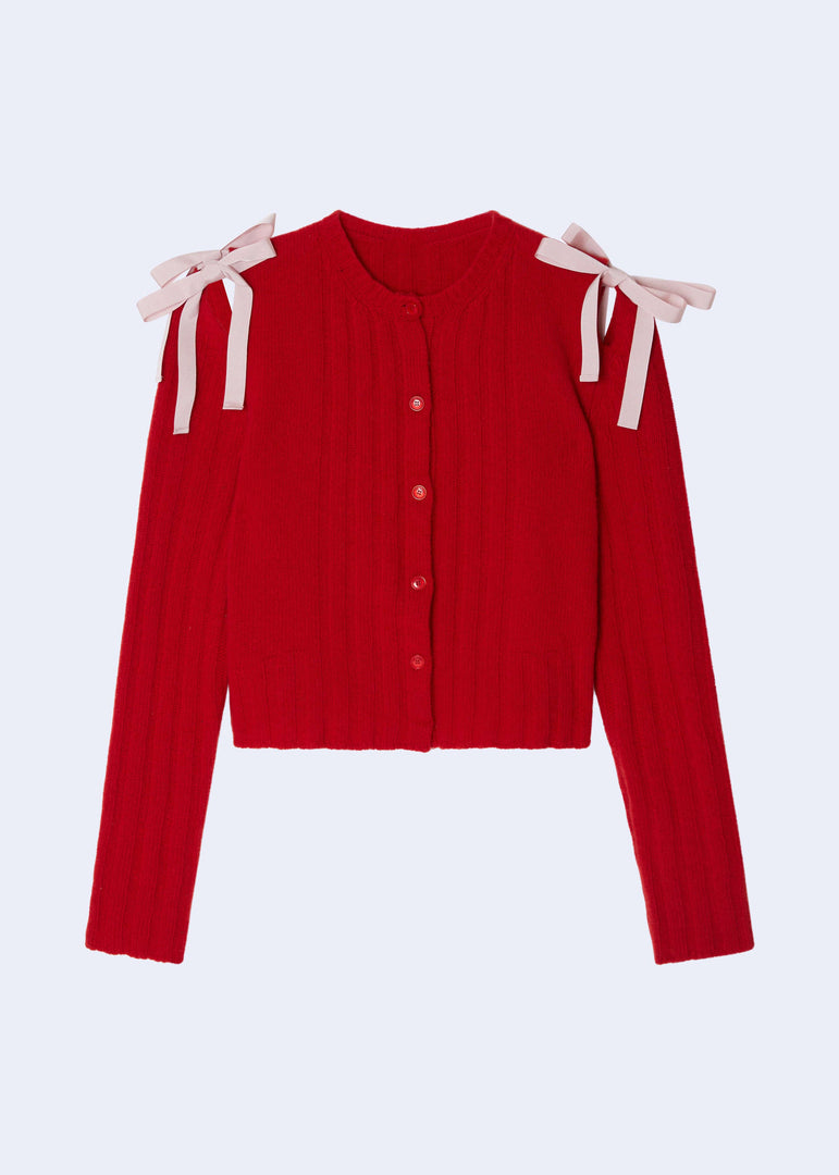 Cable Tie Cardigan Lightweight Red Yellow Gray N5Z872