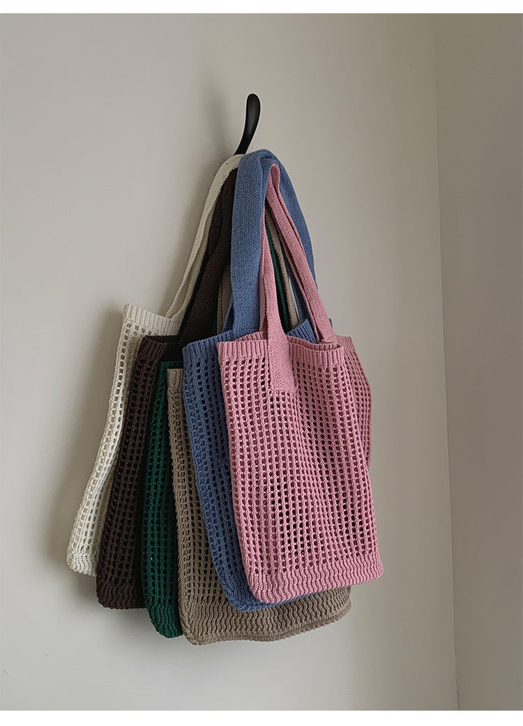 Mesh Crochet Tote Bag Vintage Women N6C060