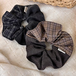 Load image into Gallery viewer, Womens Brown Plaid Patchwork Scrunchie N6K017