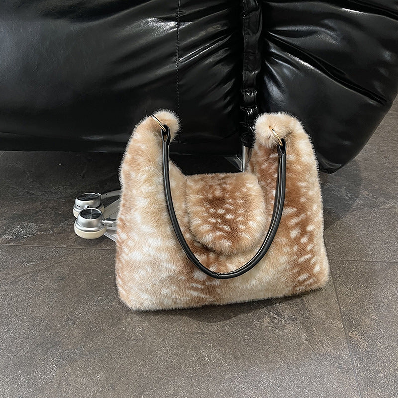 Women's Plush Large Tote Shoulder Bag N6J178