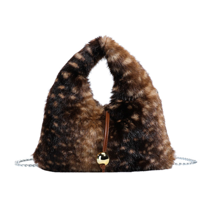 Furry Chain Shoulder Bag Women Daily Casual Crossbody S5P721