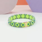 Load image into Gallery viewer, Bohemian Floral Cuff Enamel Steel Elastic DIY Plated S5P085
