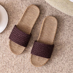 Load image into Gallery viewer, Woven Linen House Slippers Women N6C227