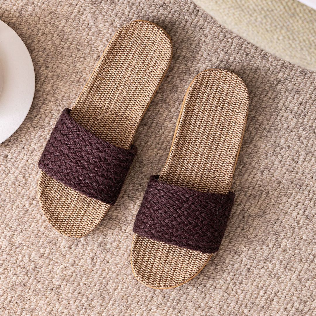 Woven Linen House Slippers Women N6C227