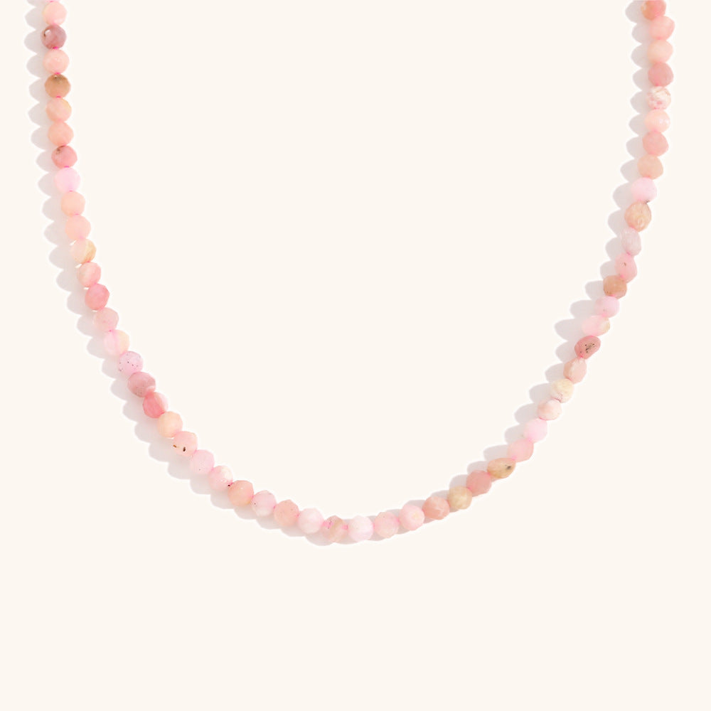 Natural Mineral Pendant Necklace Steel Gold Plated S5P233