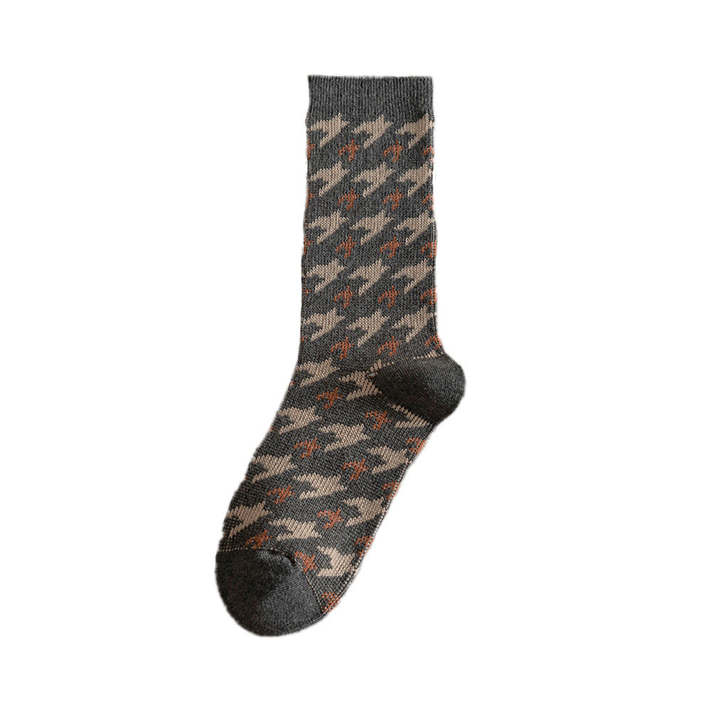 Vintage Ethnic Double Needle Mid-Calf Socks Warm N6H035