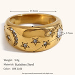 Load image into Gallery viewer, Star Moon Ring Steel White Crystal Microset  S5P248
