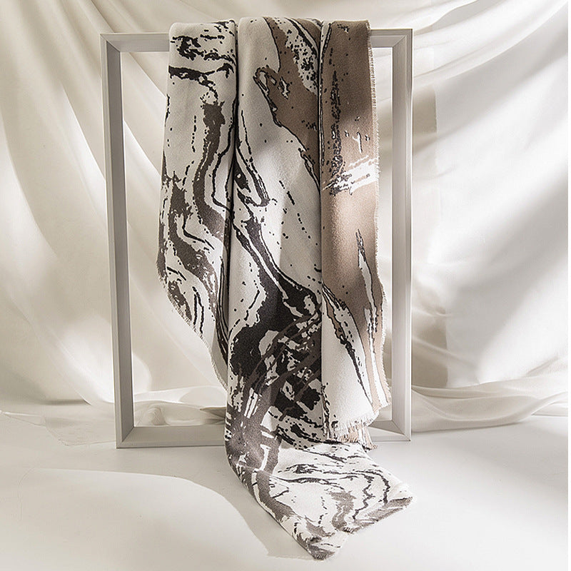 Marbled Stripe Faux Cashmere Wrap  M5A155