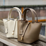 Load image into Gallery viewer, Genuine Leather Bucket Bag Handheld Shoulder Purse N6F148