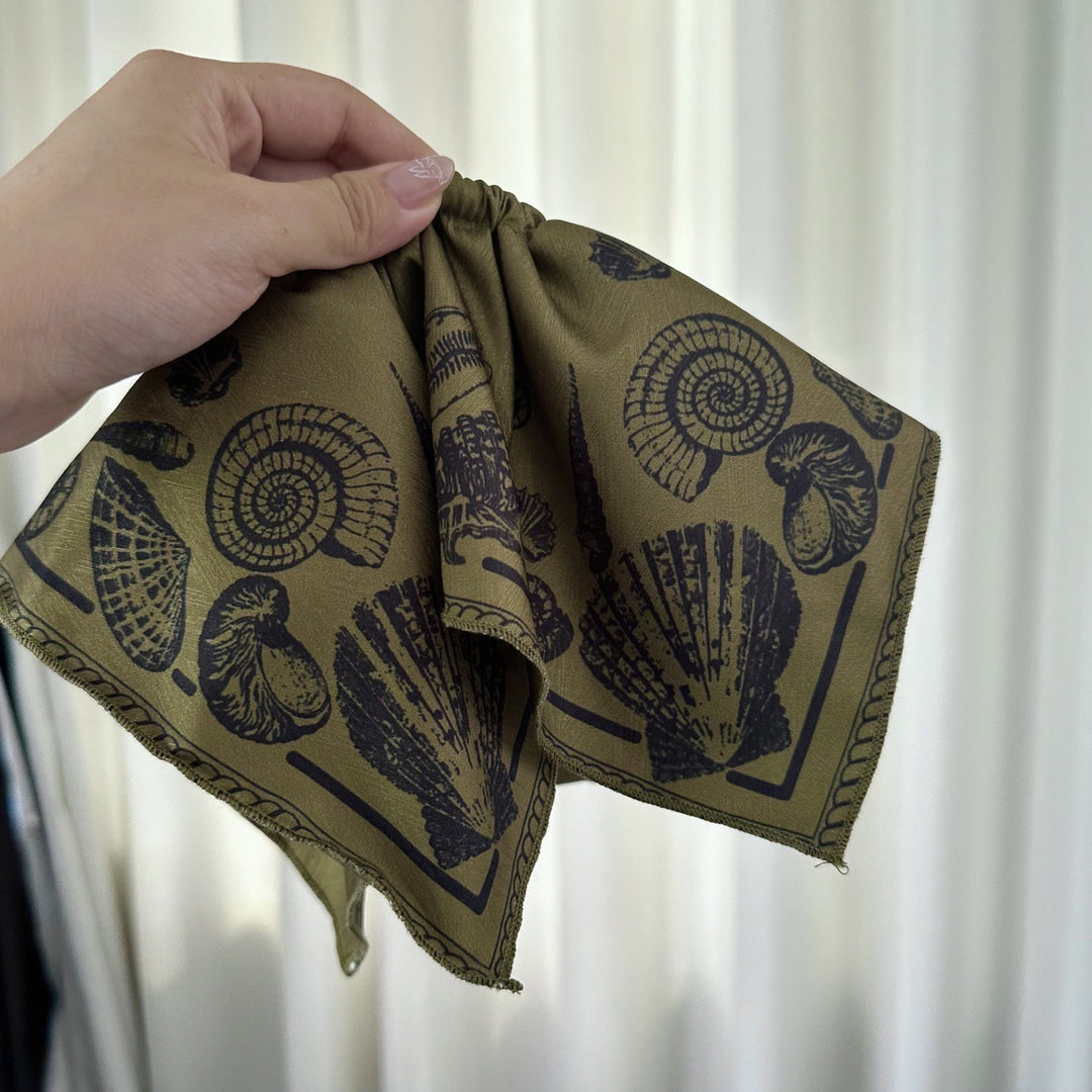 Ocean Print Square Scrunchie Vintage Beach Hair Scarf N6F136