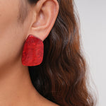 Load image into Gallery viewer, Womens Vintage Marbled Square Resin Stud Earrings N6K153