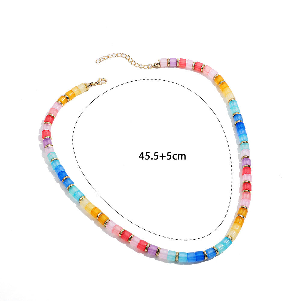 Resin Gradient Bead Chain Gold Plated Adjustable S5P238