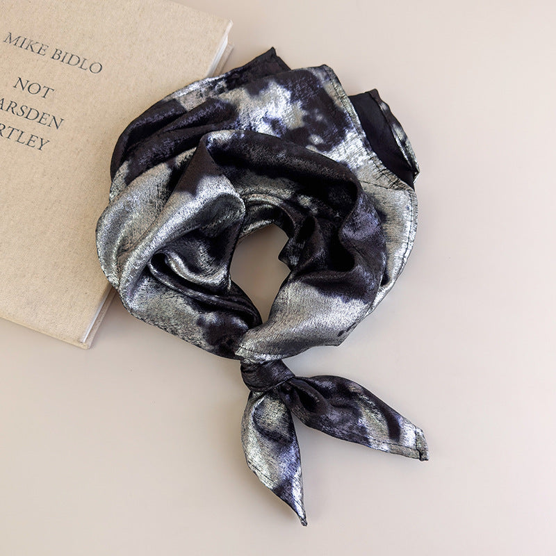 Vintage Silver Head Wrap Square Scarf Hip Hop Streetwear N6G233