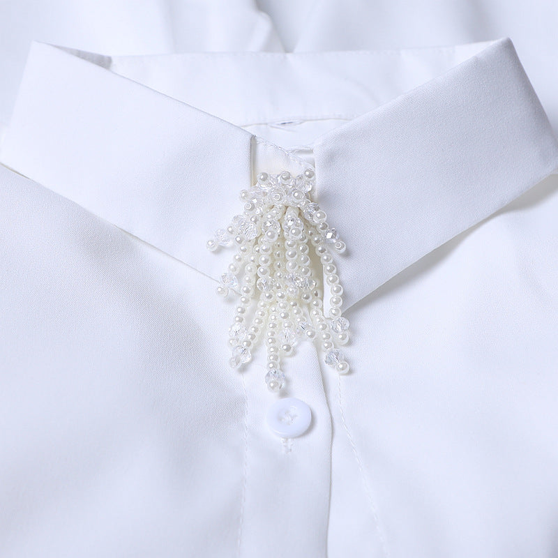 Crystal Lotus Pearl Shirt Cuff Cover Beaded Button N6G122