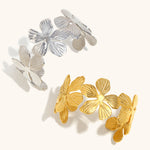 Load image into Gallery viewer, Floral Bangle Steel 18K Plated Continuous Loop S5P118