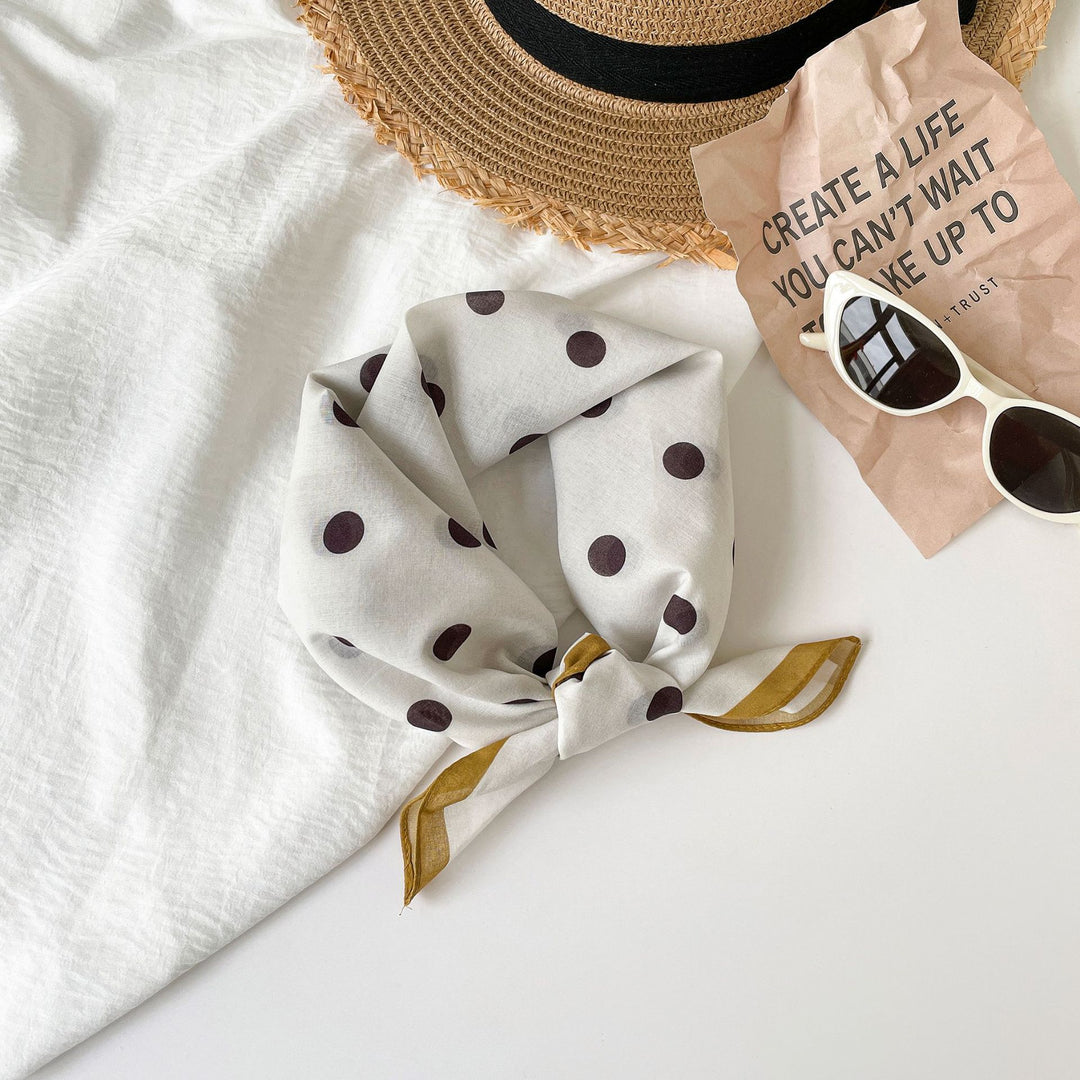 Cotton Polka Dot Square Scarf Women 55cm Fresh N6H119