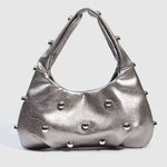 Load image into Gallery viewer, Metallic Finish Structured Pouch with Rivet Accents S5P466
