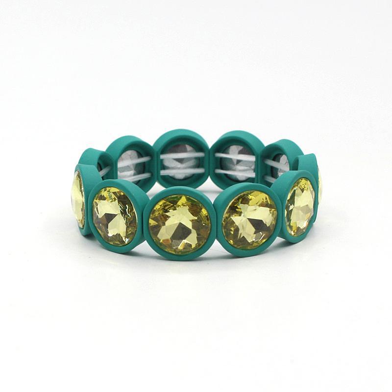 Enamel Flower Bangle Color Crystal Glass Stove S5P031