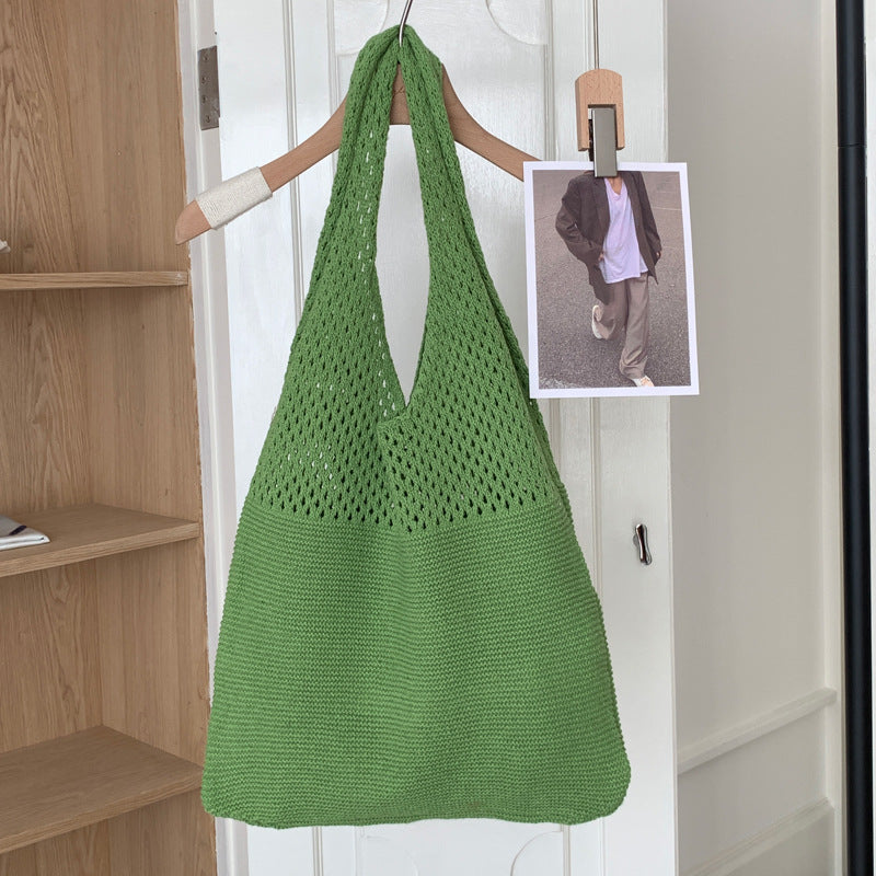 Retro Knit Large Capacity Tote Bag Women N6C057