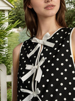 Load image into Gallery viewer, Polka Dot Sleeveless Dress with Bow Women N6D143
