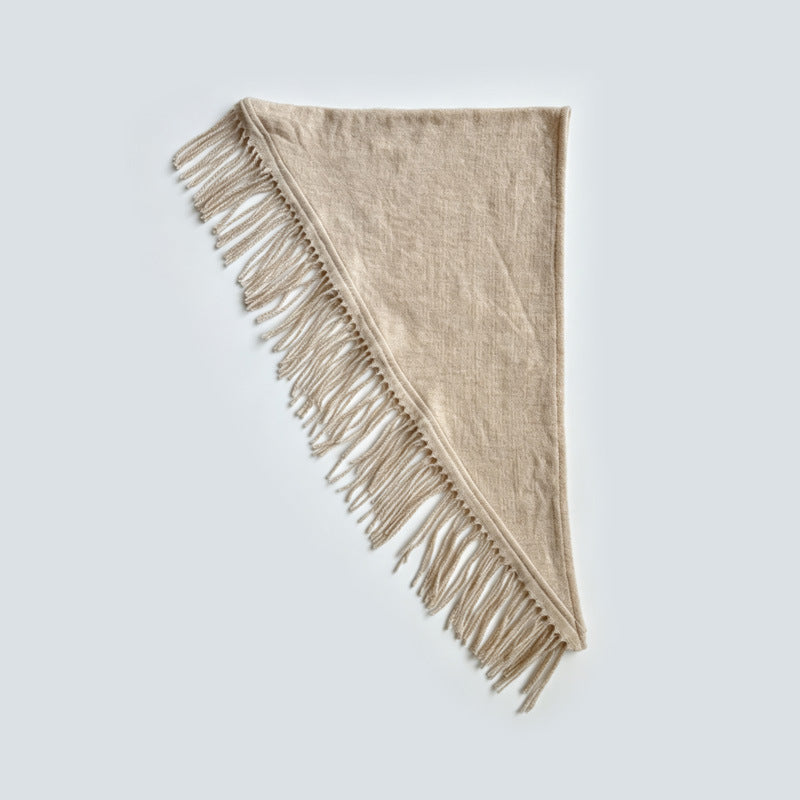 Wool Blend Solid Color Fringe Triangle Scarf N6K237
