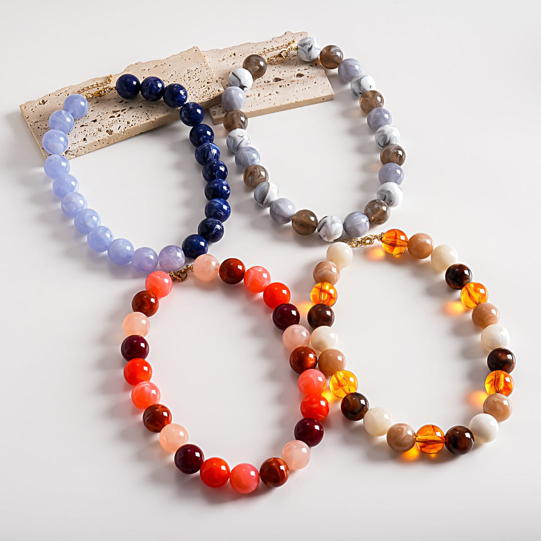 Acrylic Ombré Beaded Choker Statement Necklace N6H067
