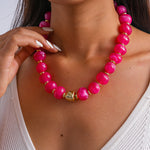 Load image into Gallery viewer, Vintage Acrylic Ombré Beaded Geometric Necklace N6H068