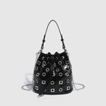 Load image into Gallery viewer, Eyelet  Rivet Detail Drawstring Bucket Bag  S5P463
