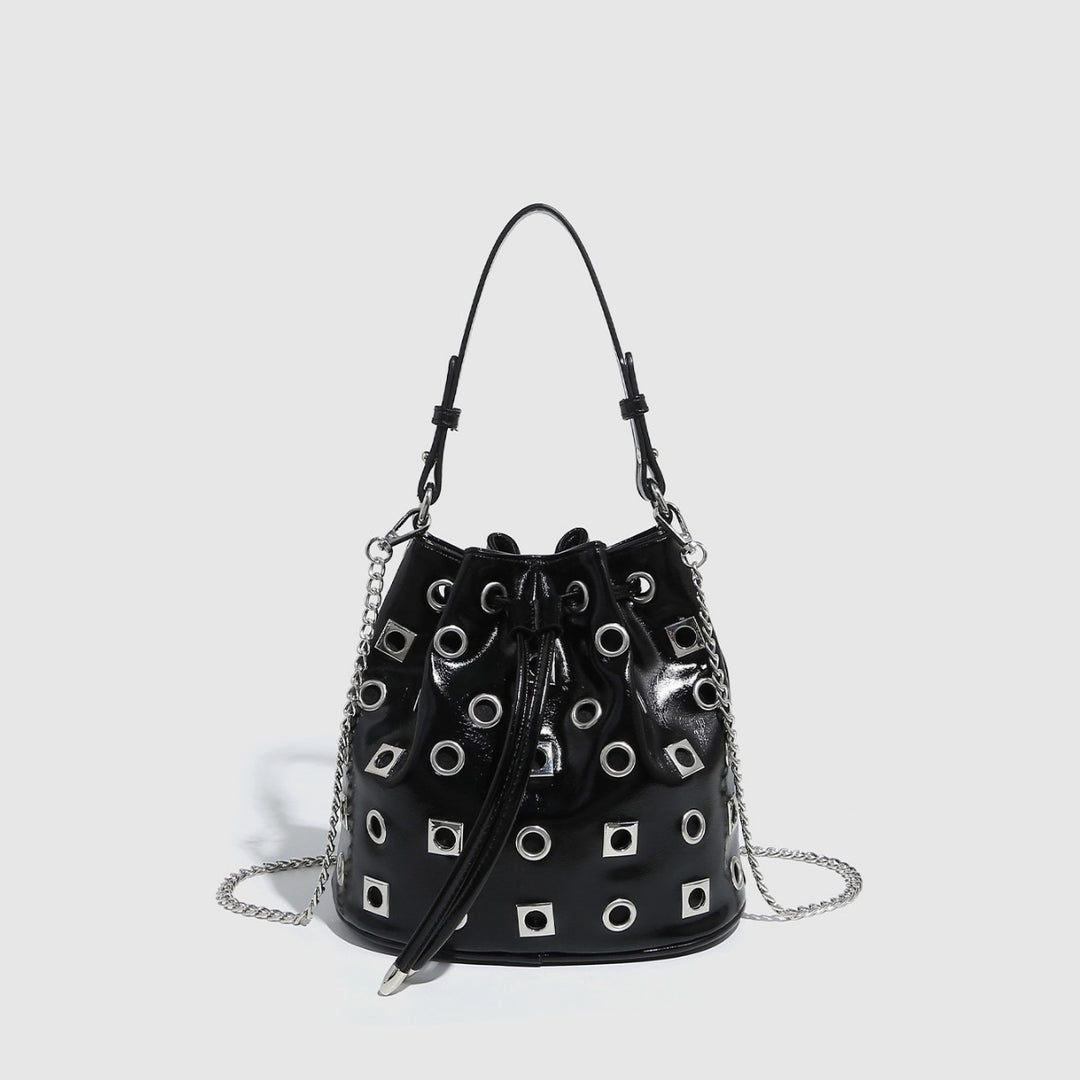 Eyelet  Rivet Detail Drawstring Bucket Bag  S5P463