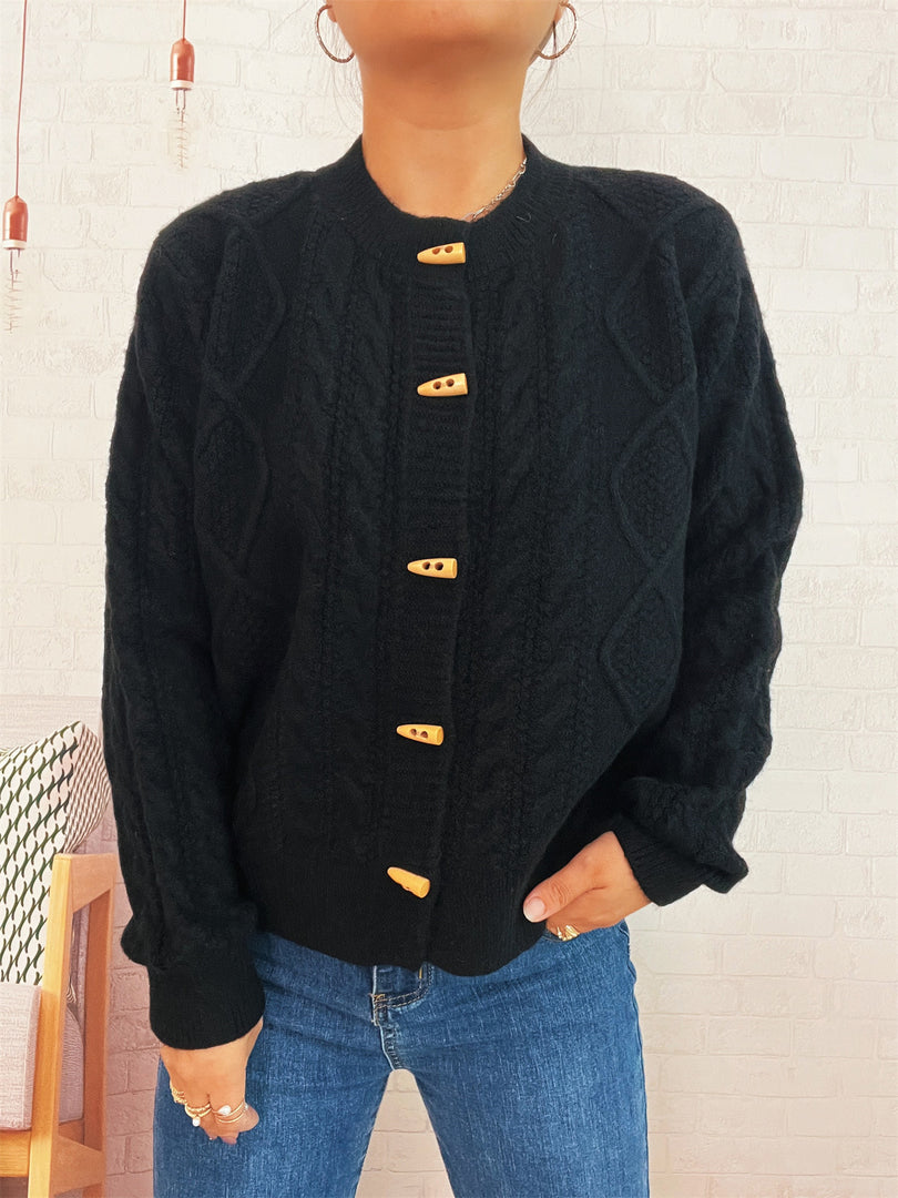 Cable Button Round Cardigan Mid Heavy Options N5Z901