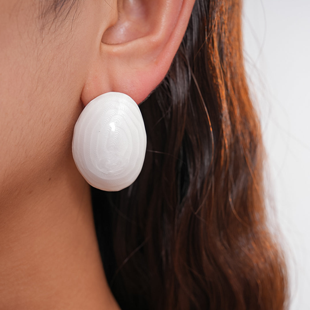 Womens Vintage Marbled Oval Alloy Stud Earrings N6K156