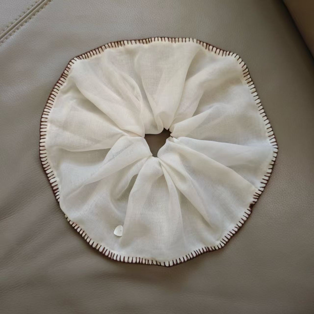 Starfish Shell Edge Scrunchie Beach Vacation Linen N6F137