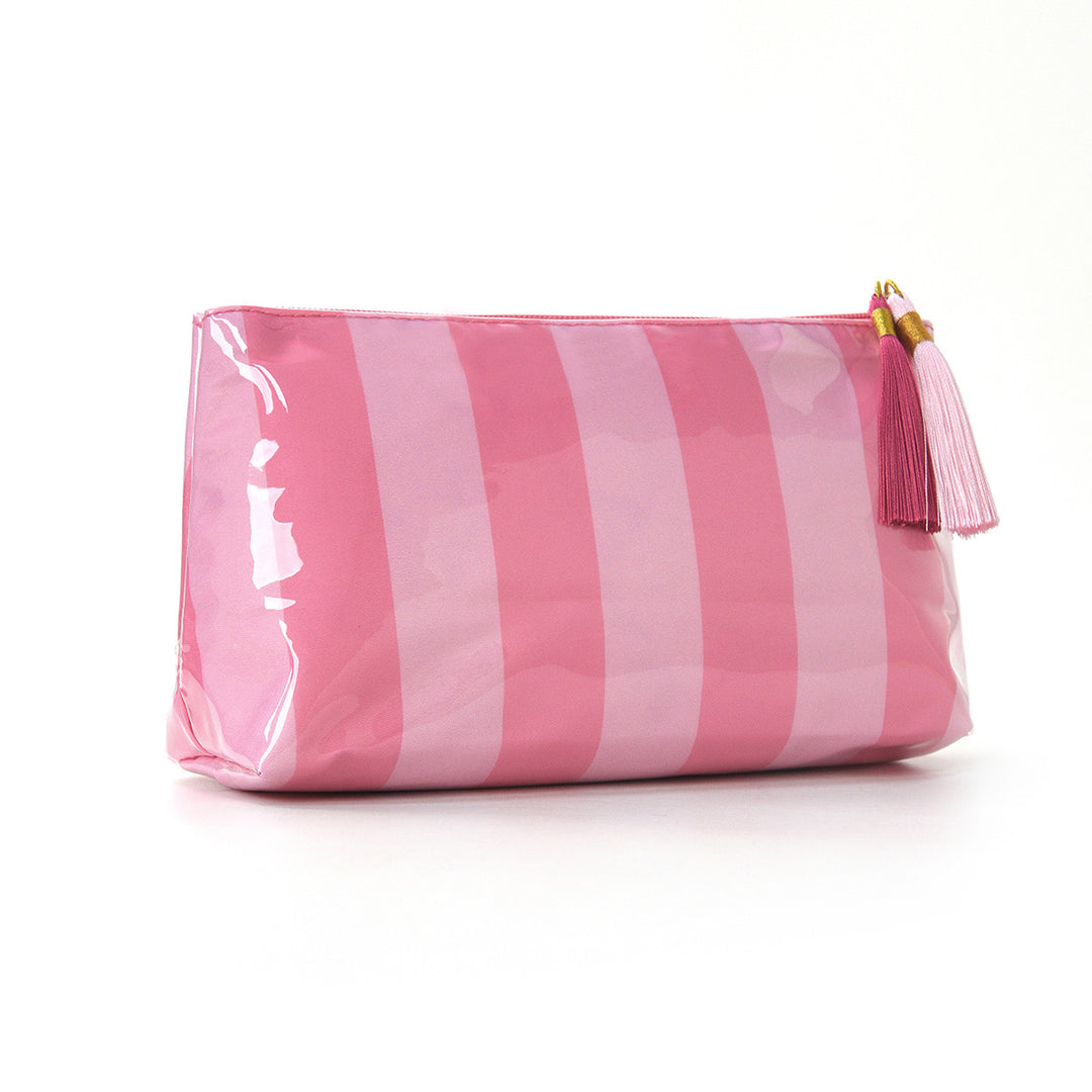 Unisex Striped PVC Tassel Cosmetic Bag N6J252