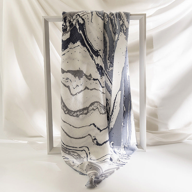 Marbled Stripe Faux Cashmere Wrap  M5A155